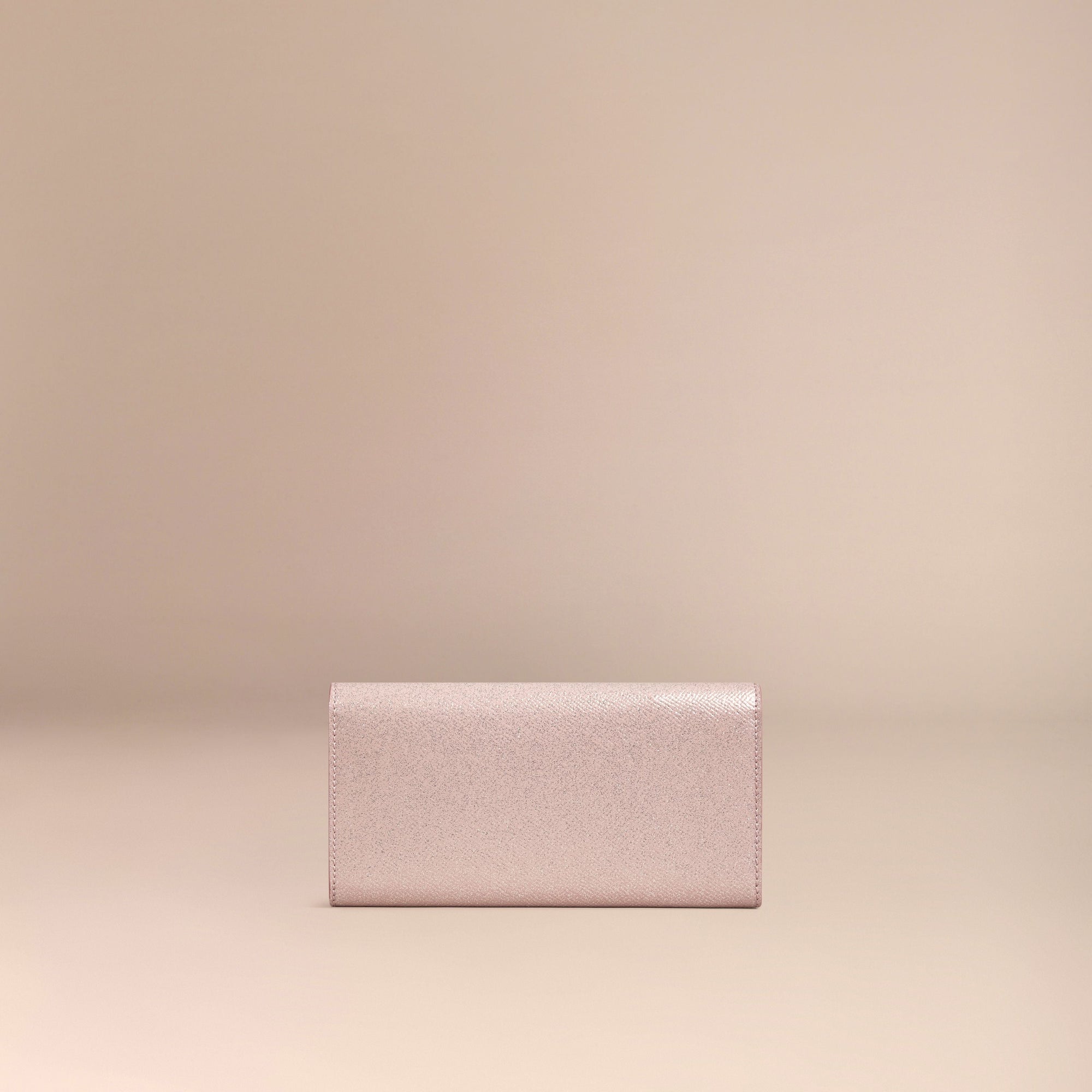 PALE ORCHID Portefeuille continental en cuir London verni à paillettes