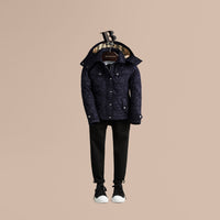 MILITARY NAVY Veste matelassée en nylon avec capuche amovible