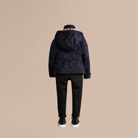MILITARY NAVY Veste matelassée en nylon avec capuche amovible