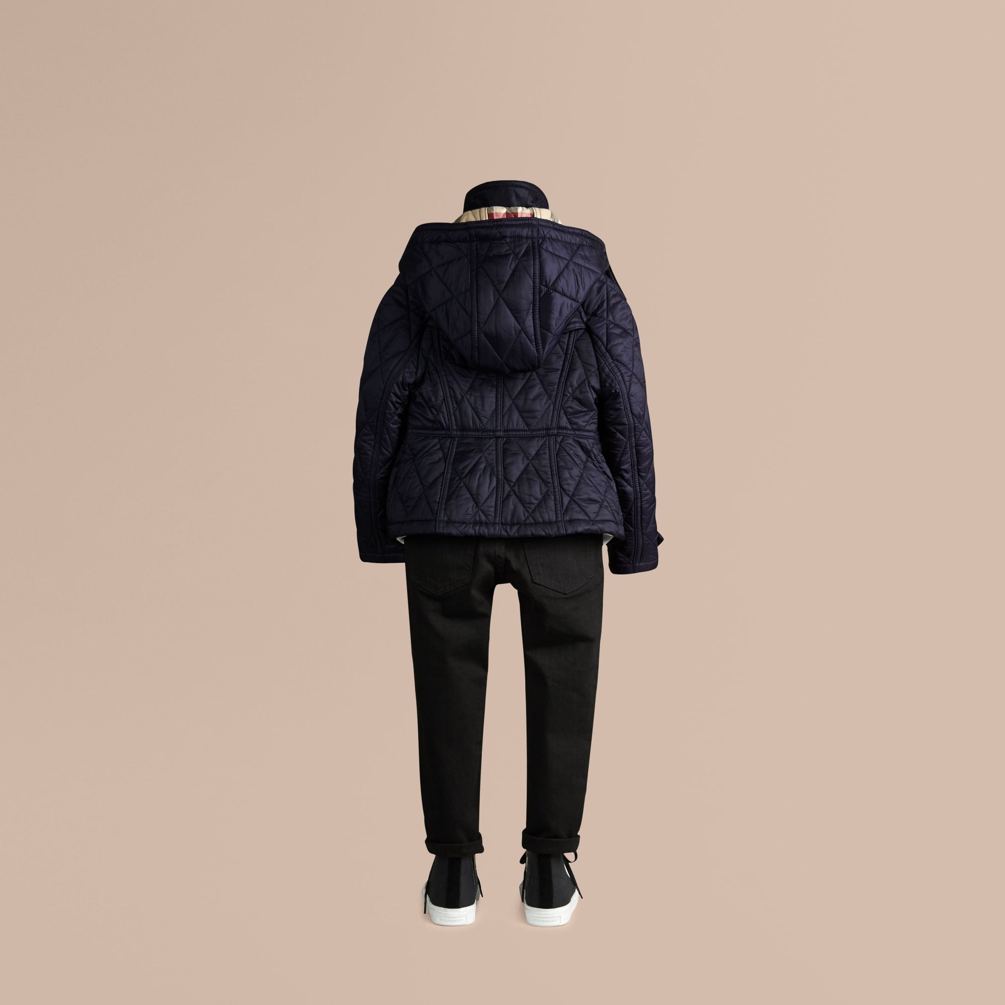 MILITARY NAVY Veste matelassée en nylon avec capuche amovible