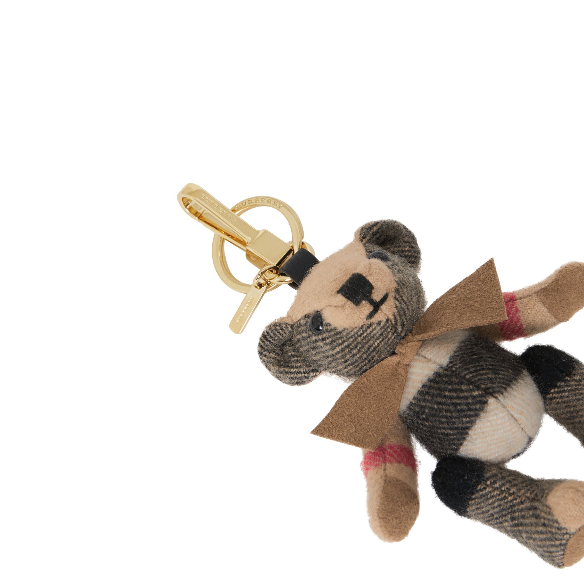 Bijou porte-clés Thomas bear en cachemire à motif check - Camel