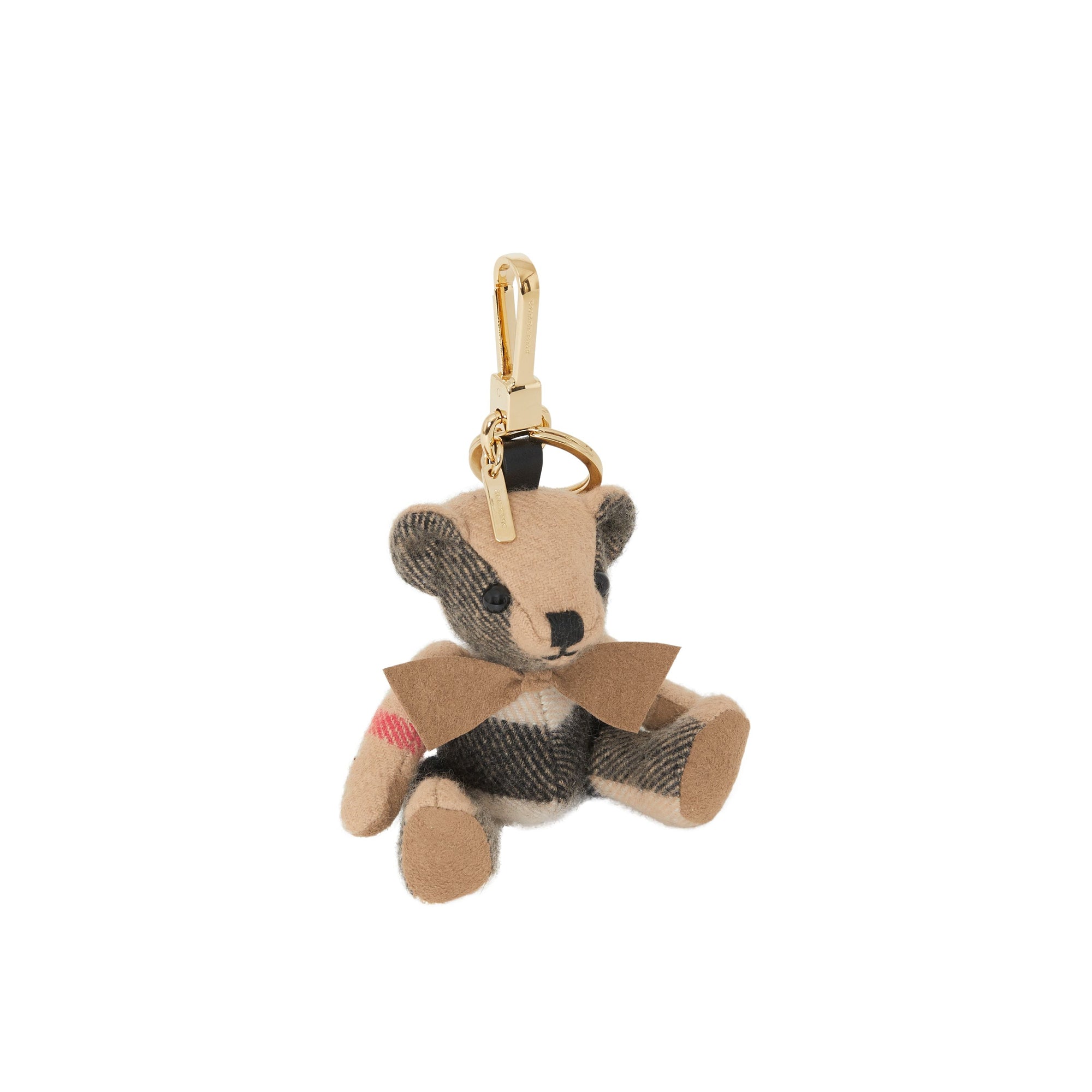 Bijou porte-clés Thomas bear en cachemire à motif check - Camel