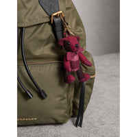 Bijou porte-clés Thomas bear en cachemire à motif check - Prune