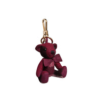 Bijou porte-clés Thomas bear en cachemire à motif check - Prune