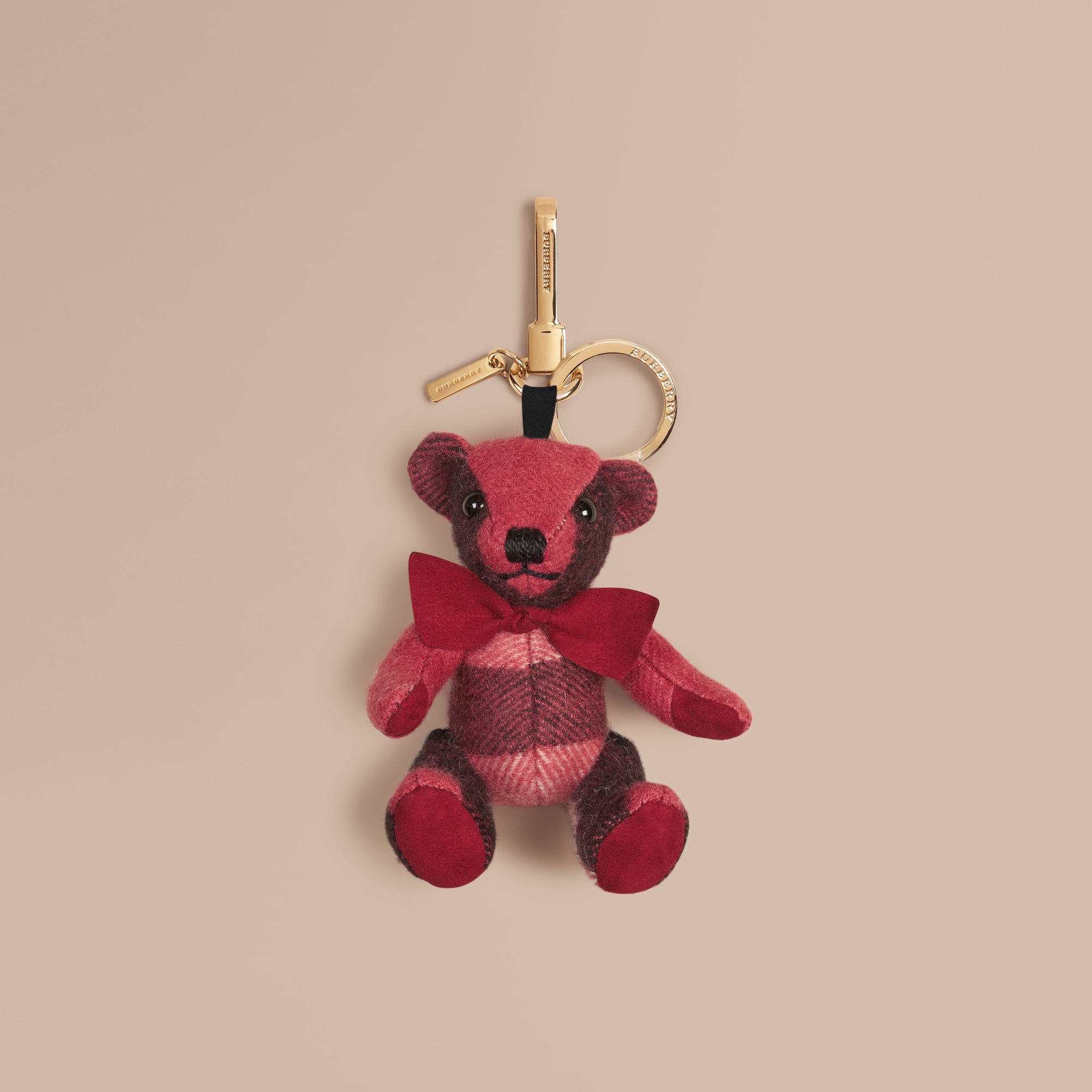 BLUSH PINK Bijou porte-clés Thomas Bear en cachemire à motif check