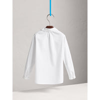 WHITE Chemise en coton extensible avec col Claudine