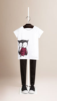 BERRY PINK T-shirt en coton avec imprimé Hibou