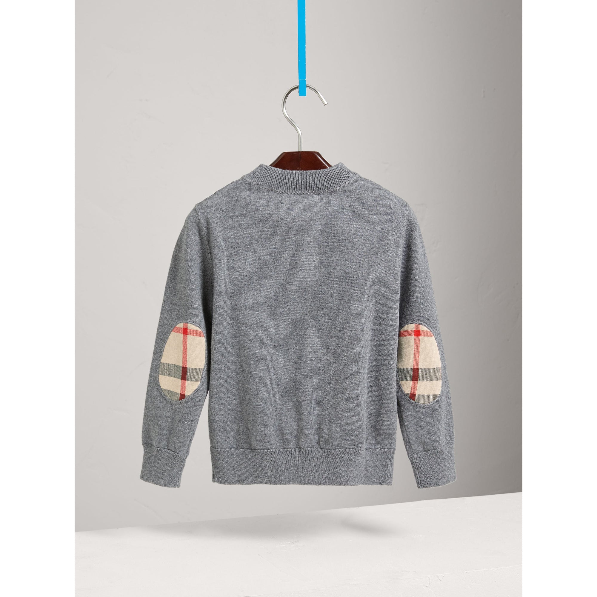 MID GREY MELANGE Cardigan bomber avec coudières à motif check