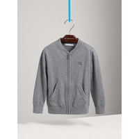 MID GREY MELANGE Cardigan bomber avec coudières à motif check