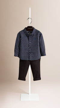 INDIGO Chemise en coton avec imprimé pois