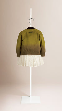 DARK LIME Cardigan en soie et coton teint par immersion