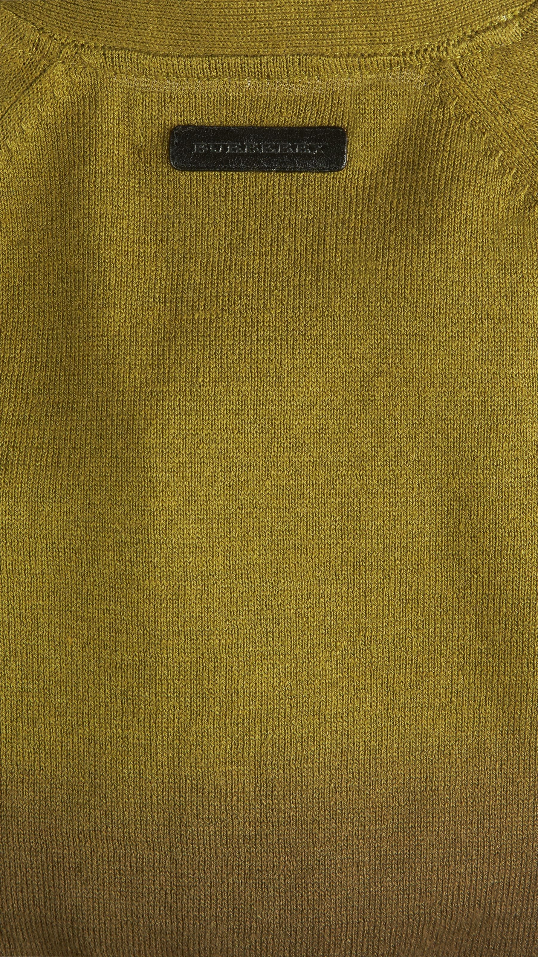 DARK LIME Cardigan en soie et coton teint par immersion