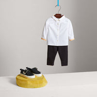 WHITE Chemise en coton avec col Claudine