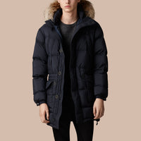 NAVY Parka rembourrée en duvet avec bordure en fourrure