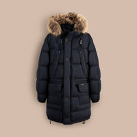 NAVY Parka rembourrée en duvet avec bordure en fourrure