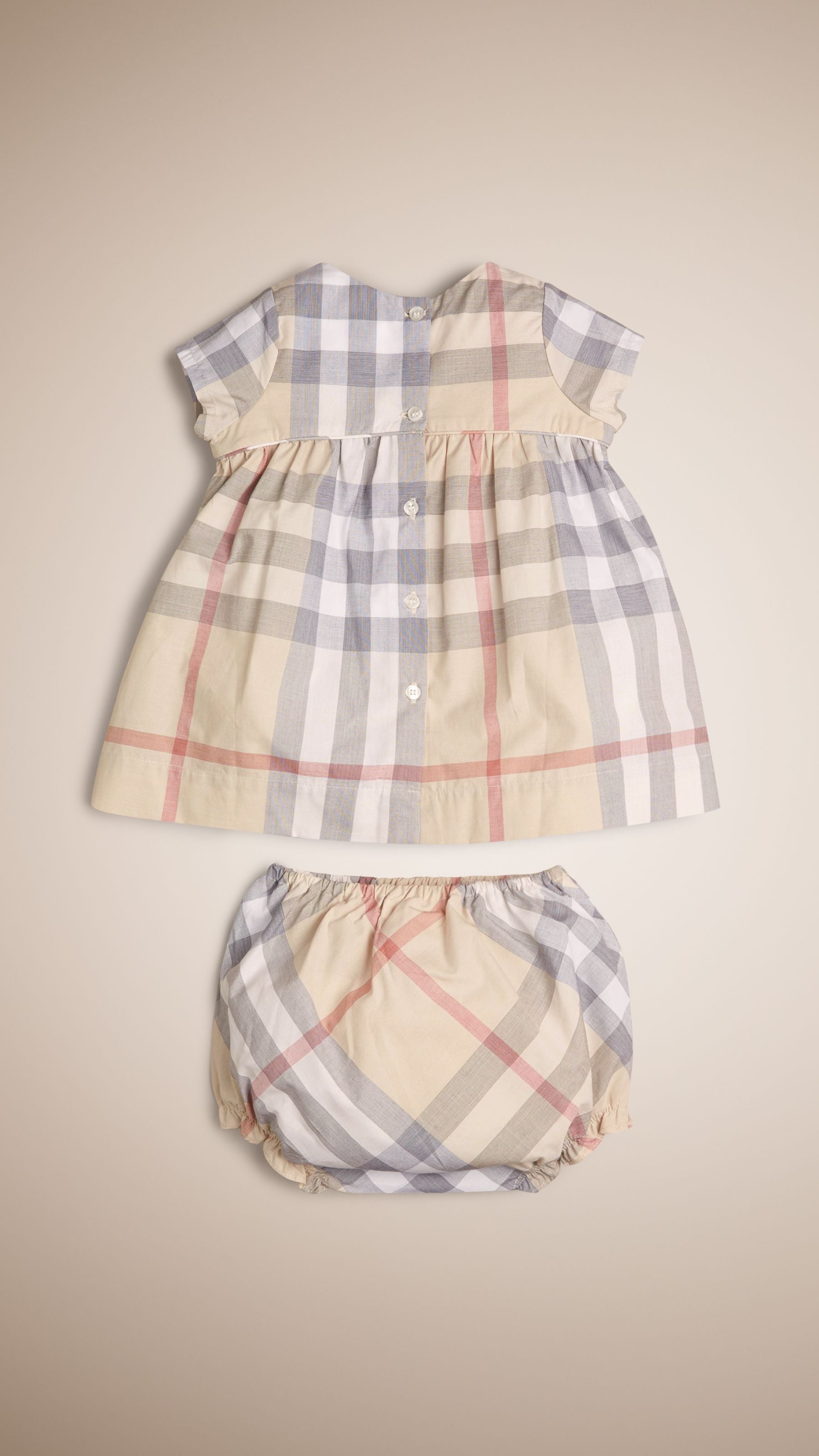 PALE STONE Robe et bloomer en coton à motif check