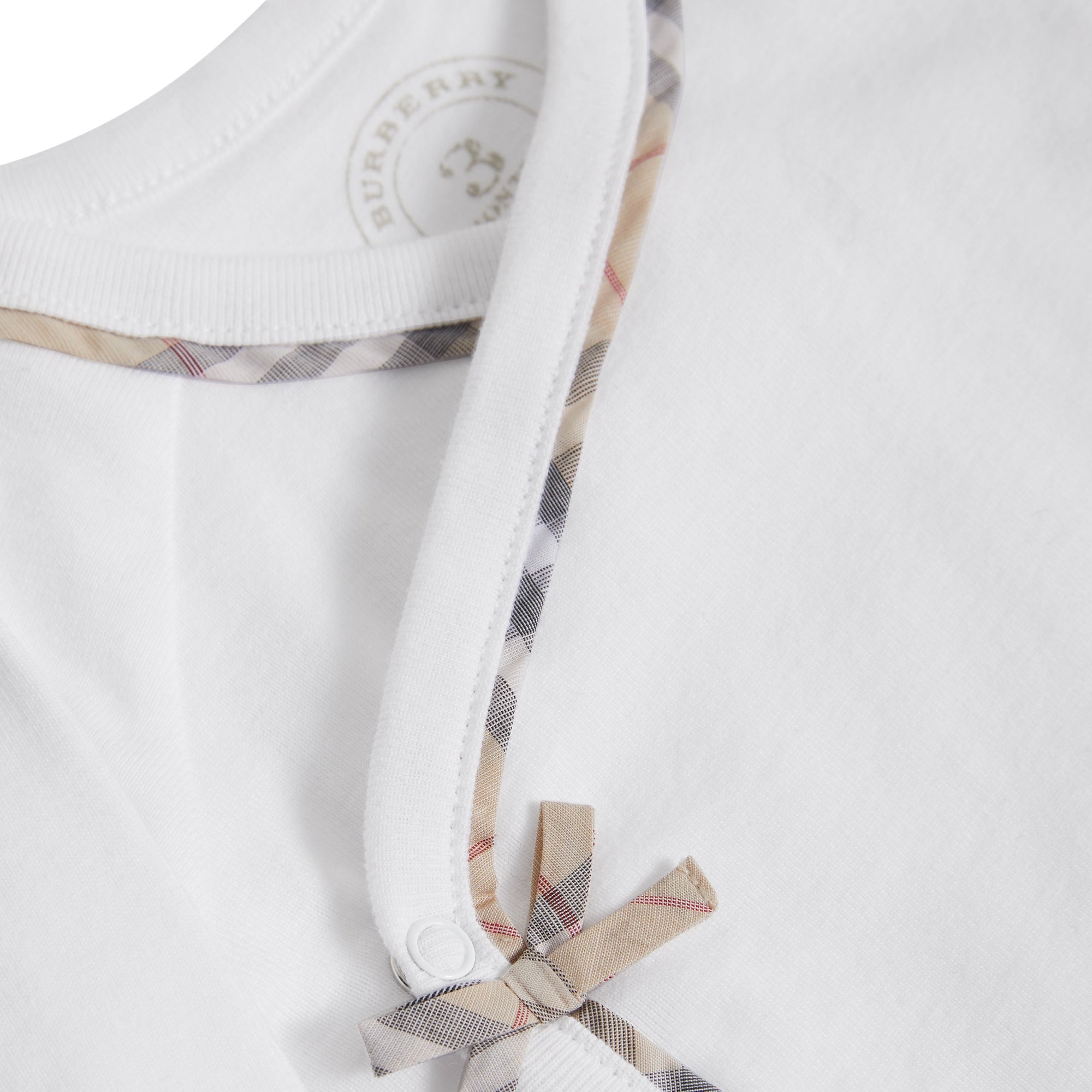 WHITE Coffret cadeau bébé trois pièces en coton à motif check