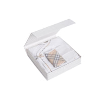 WHITE Coffret cadeau bébé trois pièces en coton à motif check