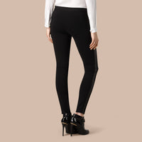 BLACK Legging de coupe skinny avec panneaux en cuir