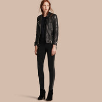 BLACK Legging de coupe skinny avec panneaux en cuir