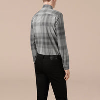 MID GREY MELANGE Chemise en coton à motif check