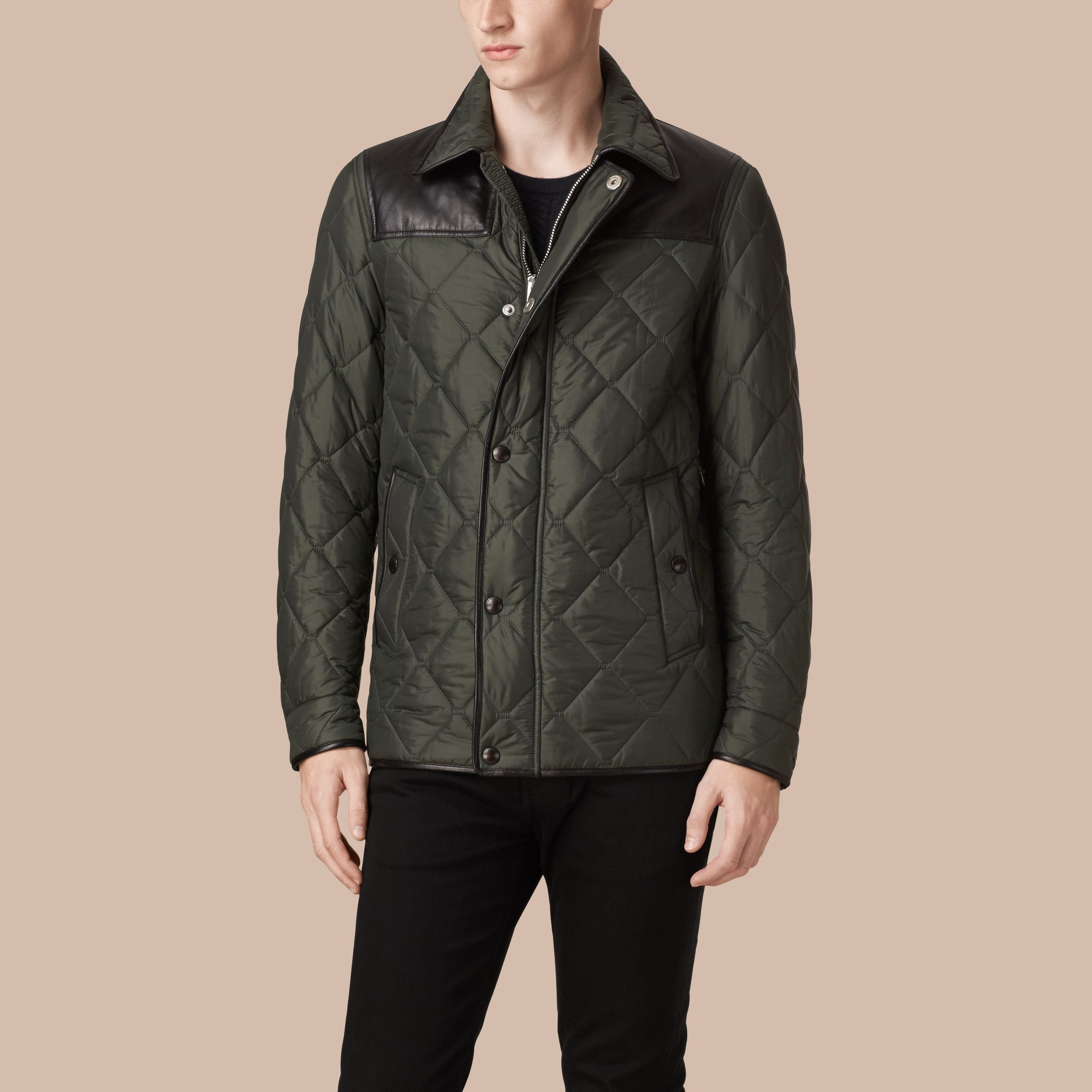 OLIVE GREEN Veste utilitaire avec éléments en agneau