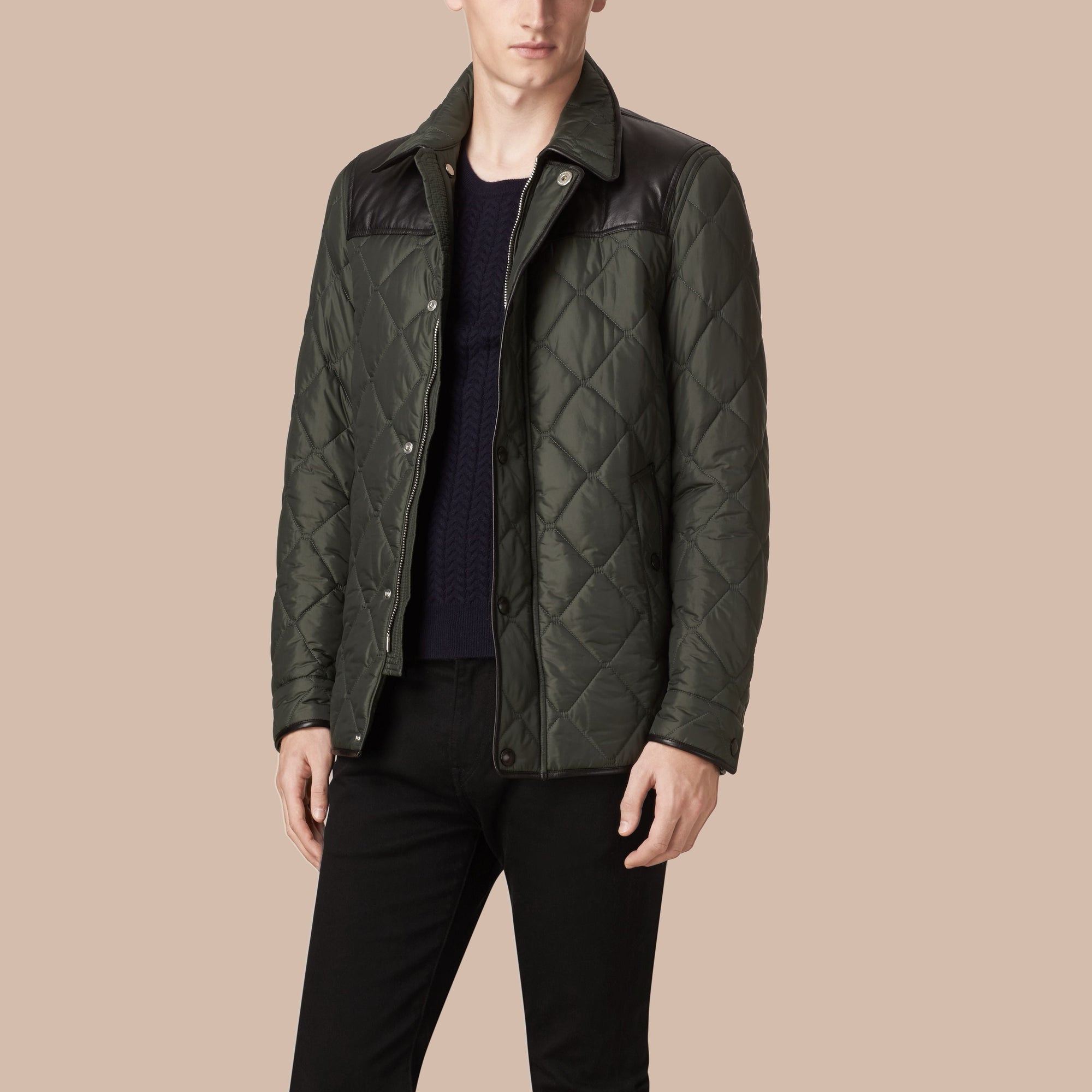 OLIVE GREEN Veste utilitaire avec éléments en agneau