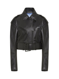 Perfecto ceinturé en cuir - Noir