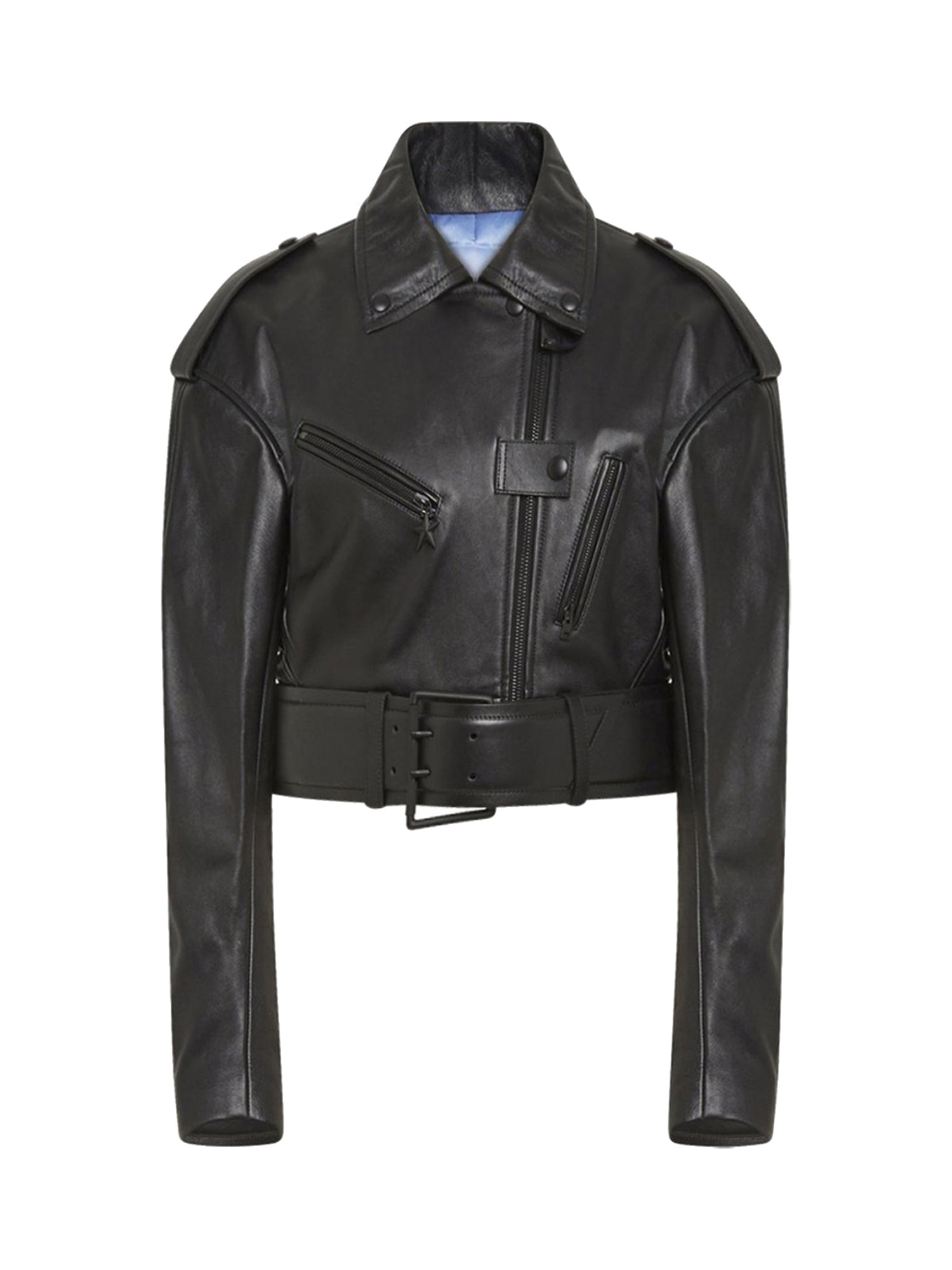 Perfecto ceinturé en cuir - Noir