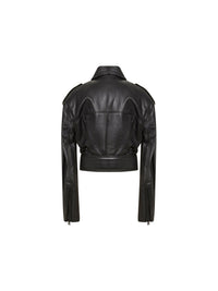 Perfecto ceinturé en cuir - Noir