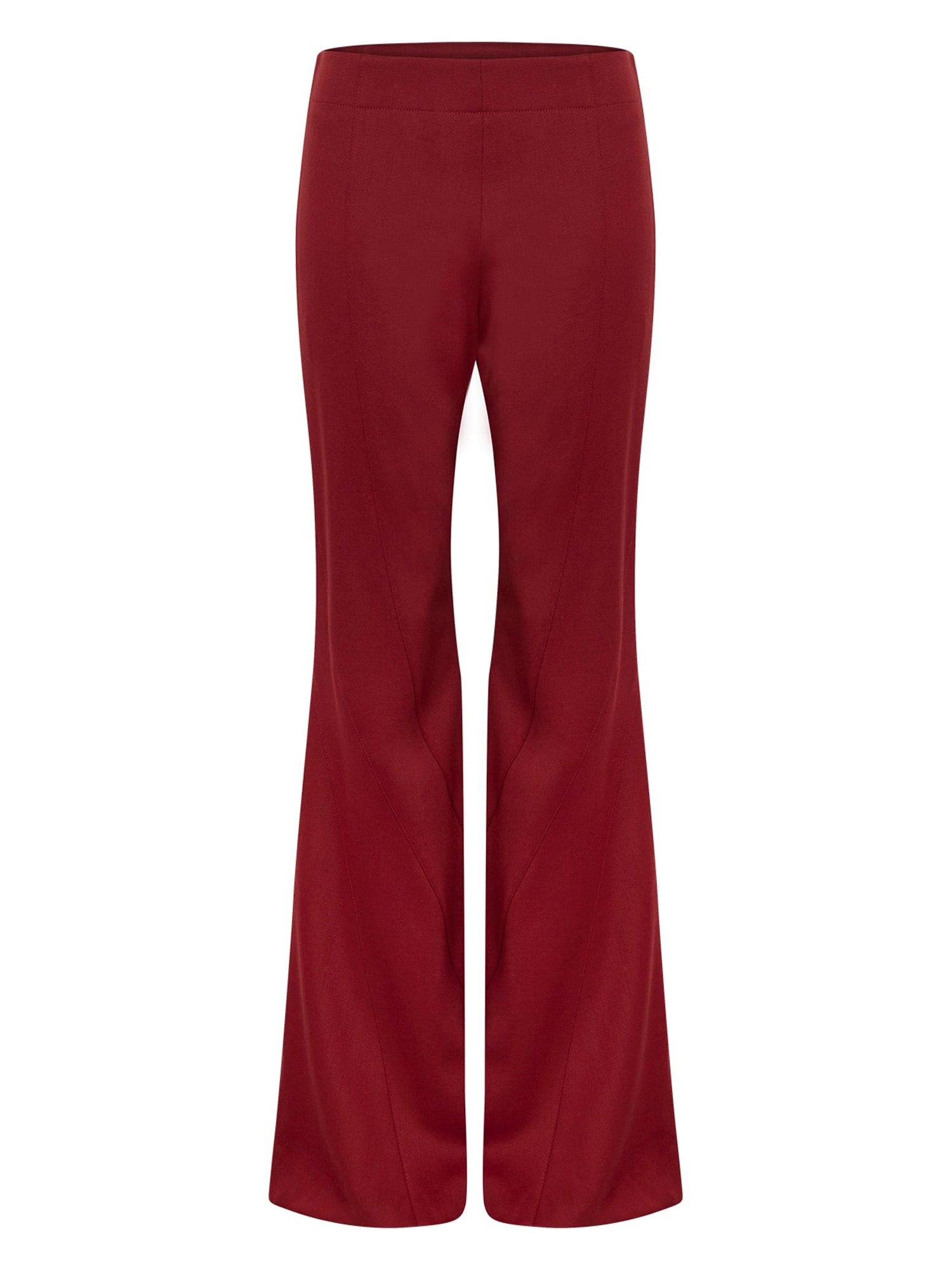 Pantalon en laine coupe évasée - Rouge foncé