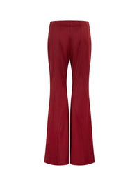 Pantalon en laine coupe évasée - Rouge foncé