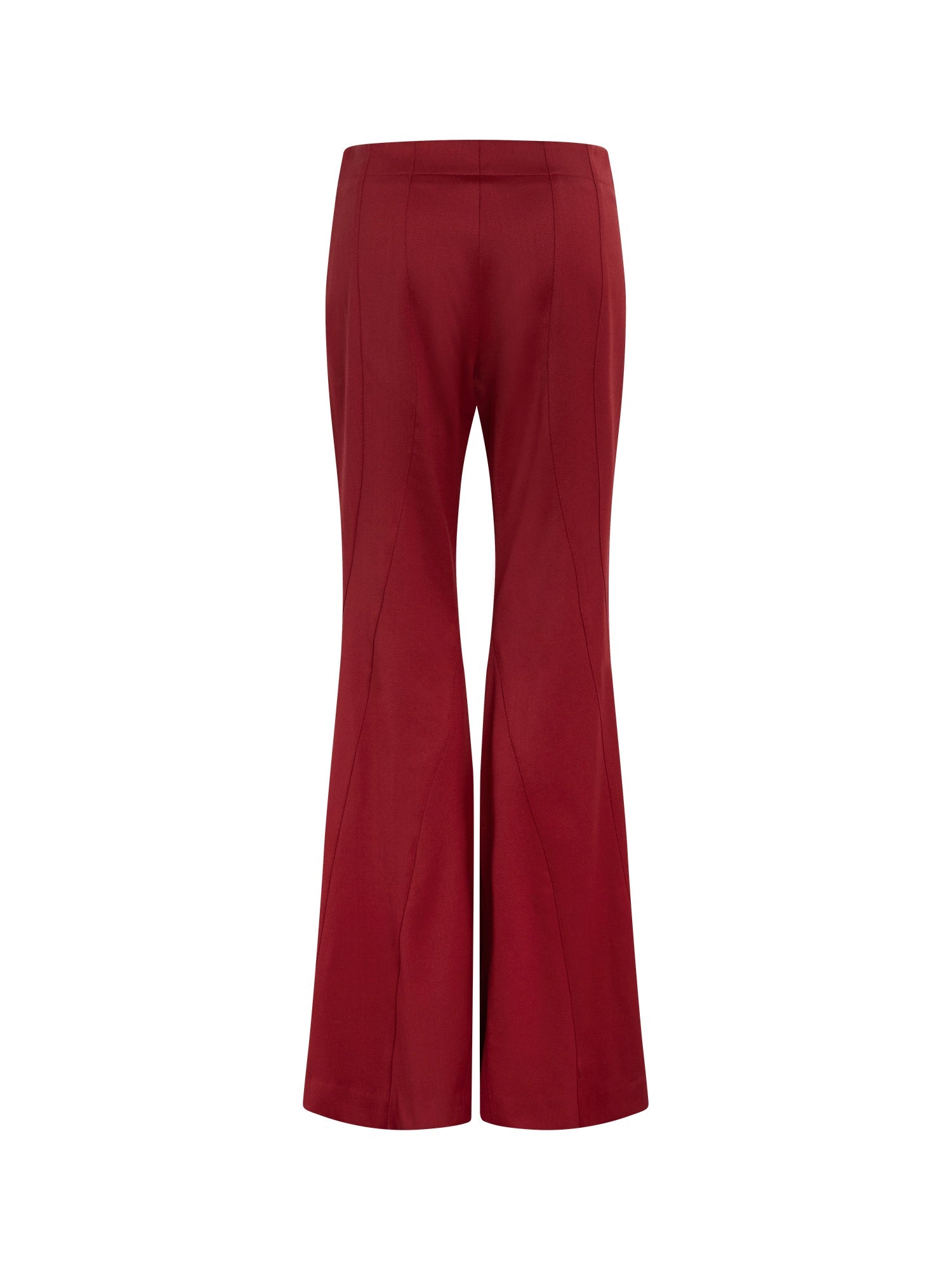 Pantalon en laine coupe évasée - Rouge foncé