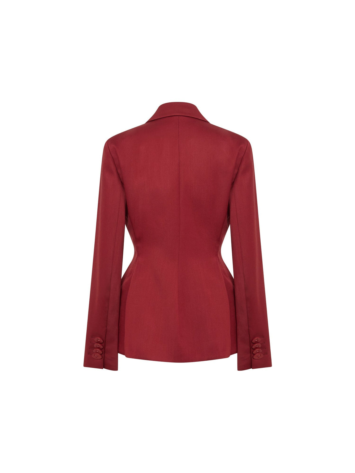 Veste tailleur en laine vierge coupe ajustée - Rouge foncé