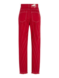 Jean spirale taille haute coupe fuselée - Rouge