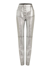 Pantalon reversible en cuir - Noir & Silver
