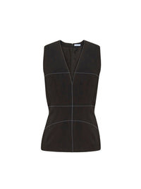 Top en scuba stretch col V - Noir