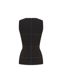 Top en scuba stretch col V - Noir