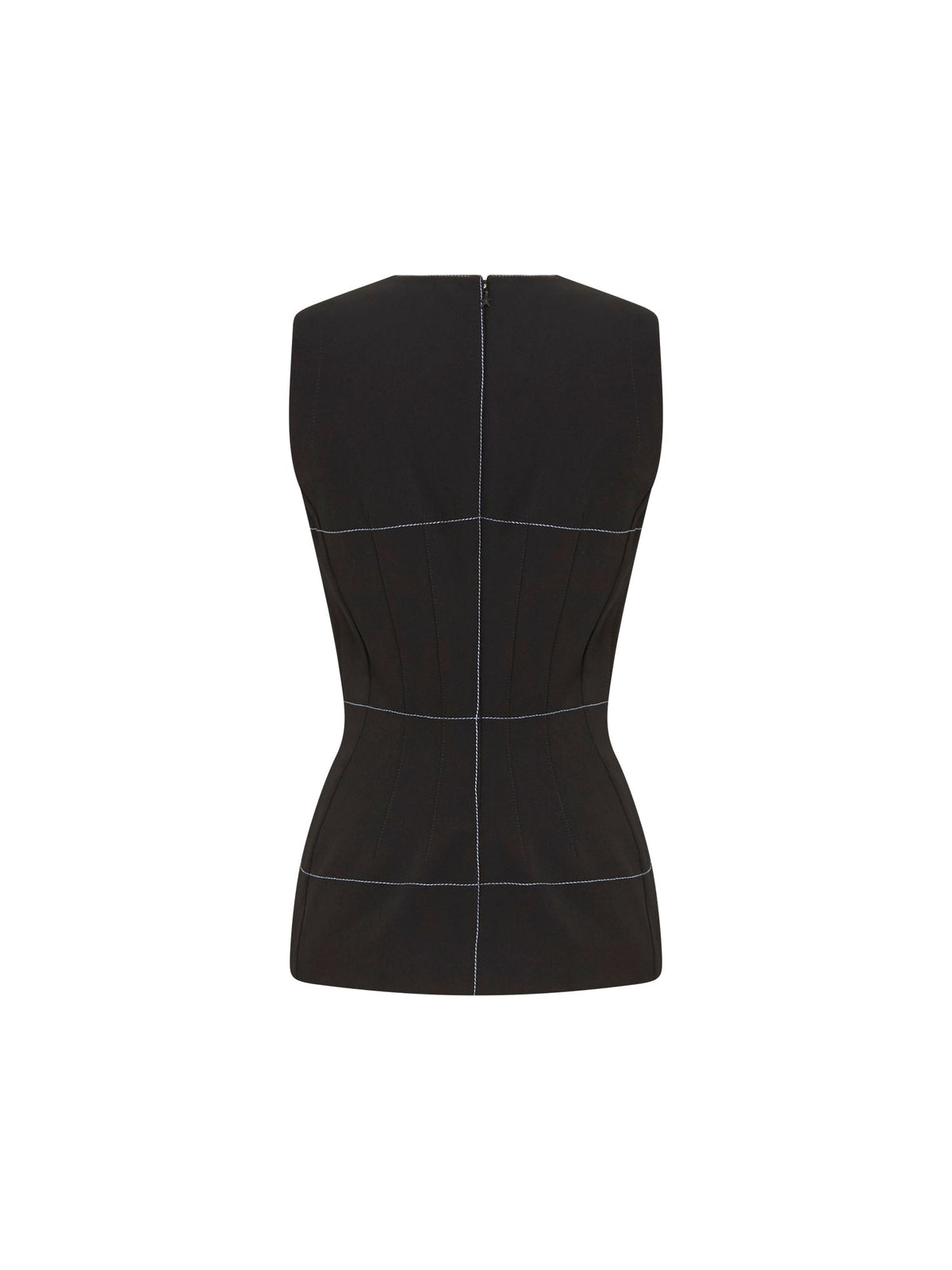 Top en scuba stretch col V - Noir