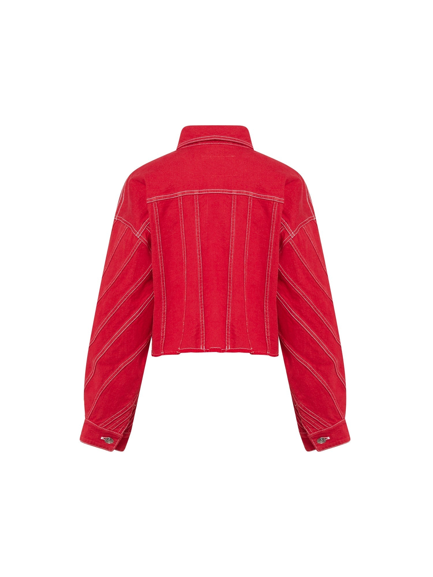 Blouson jean spirale coupe ample - Rouge