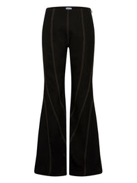 Pantalon coupe évasée et surpiqȗre spirale - Noir