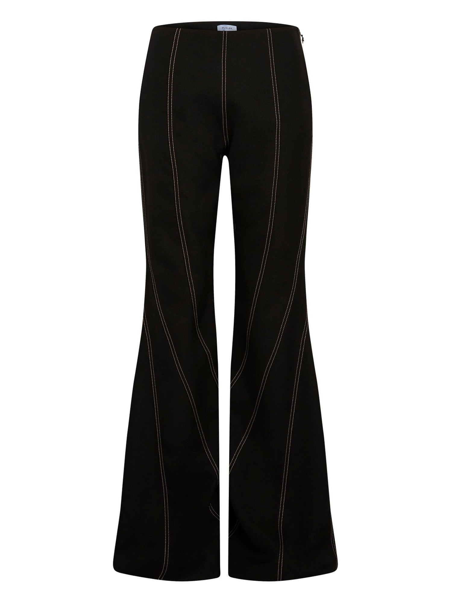 Pantalon coupe évasée et surpiqȗre spirale - Noir