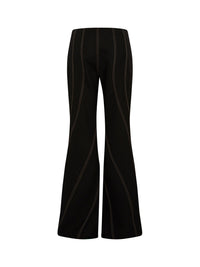Pantalon coupe évasée et surpiqȗre spirale - Noir