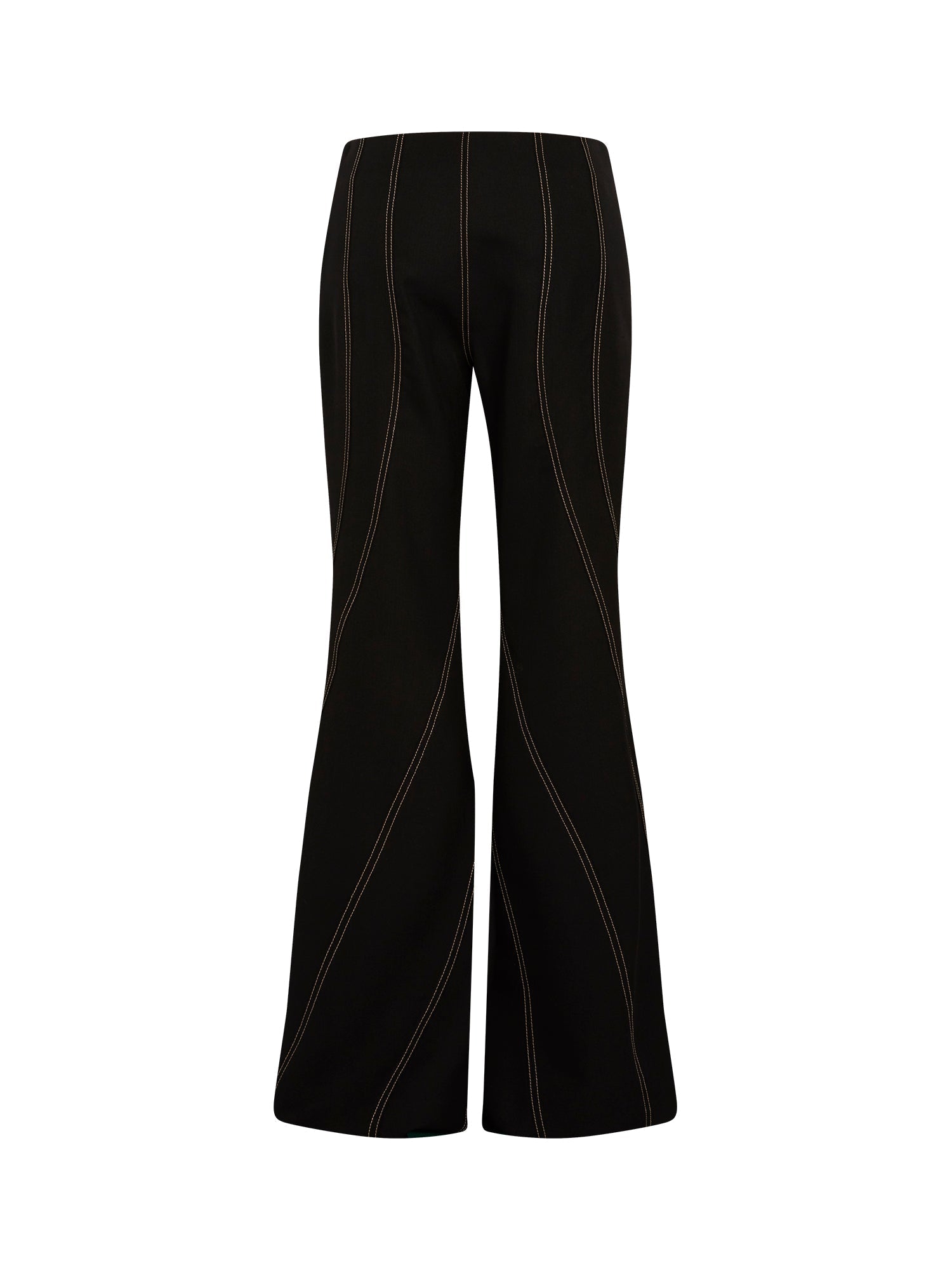 Pantalon coupe évasée et surpiqȗre spirale - Noir