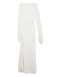 Robe drapée asymétrique en crêpe - Blanc Optique