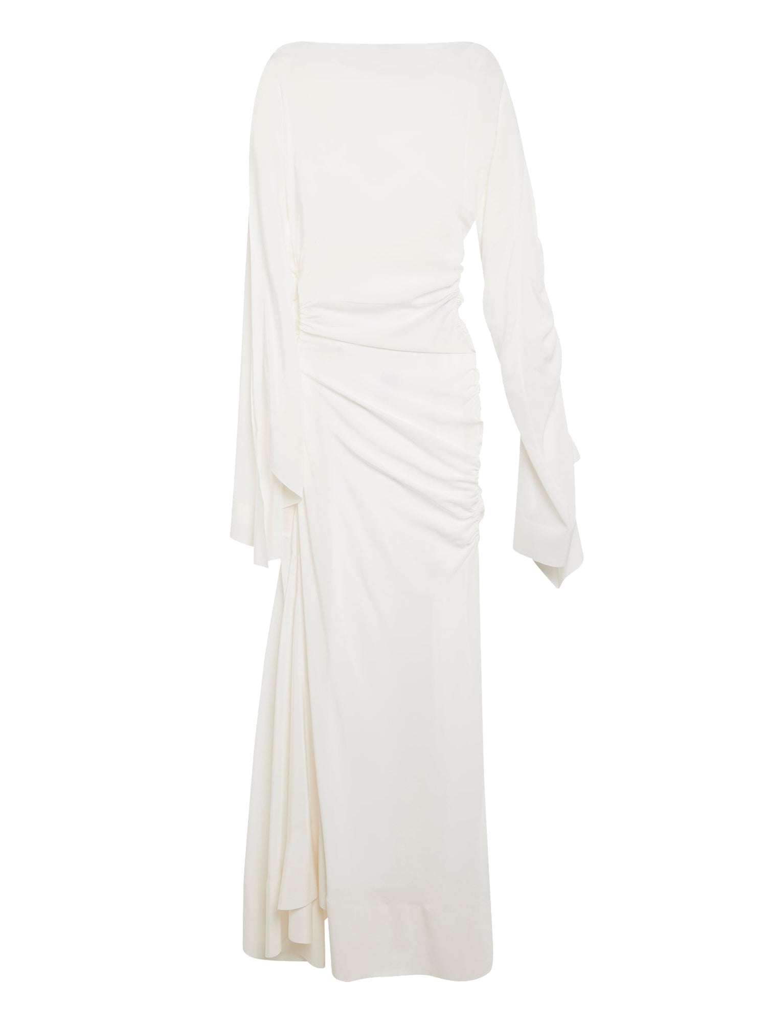Robe drapée asymétrique en crêpe - Blanc Optique