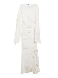 Robe drapée asymétrique en crêpe - Blanc Optique