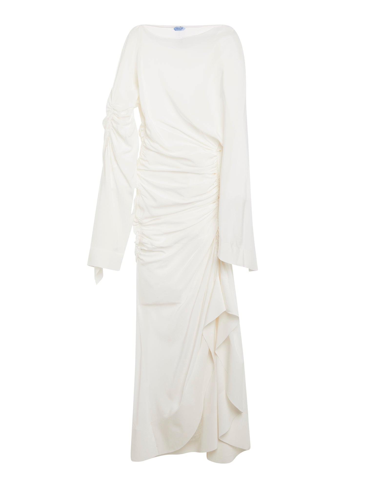 Robe drapée asymétrique en crêpe - Blanc Optique