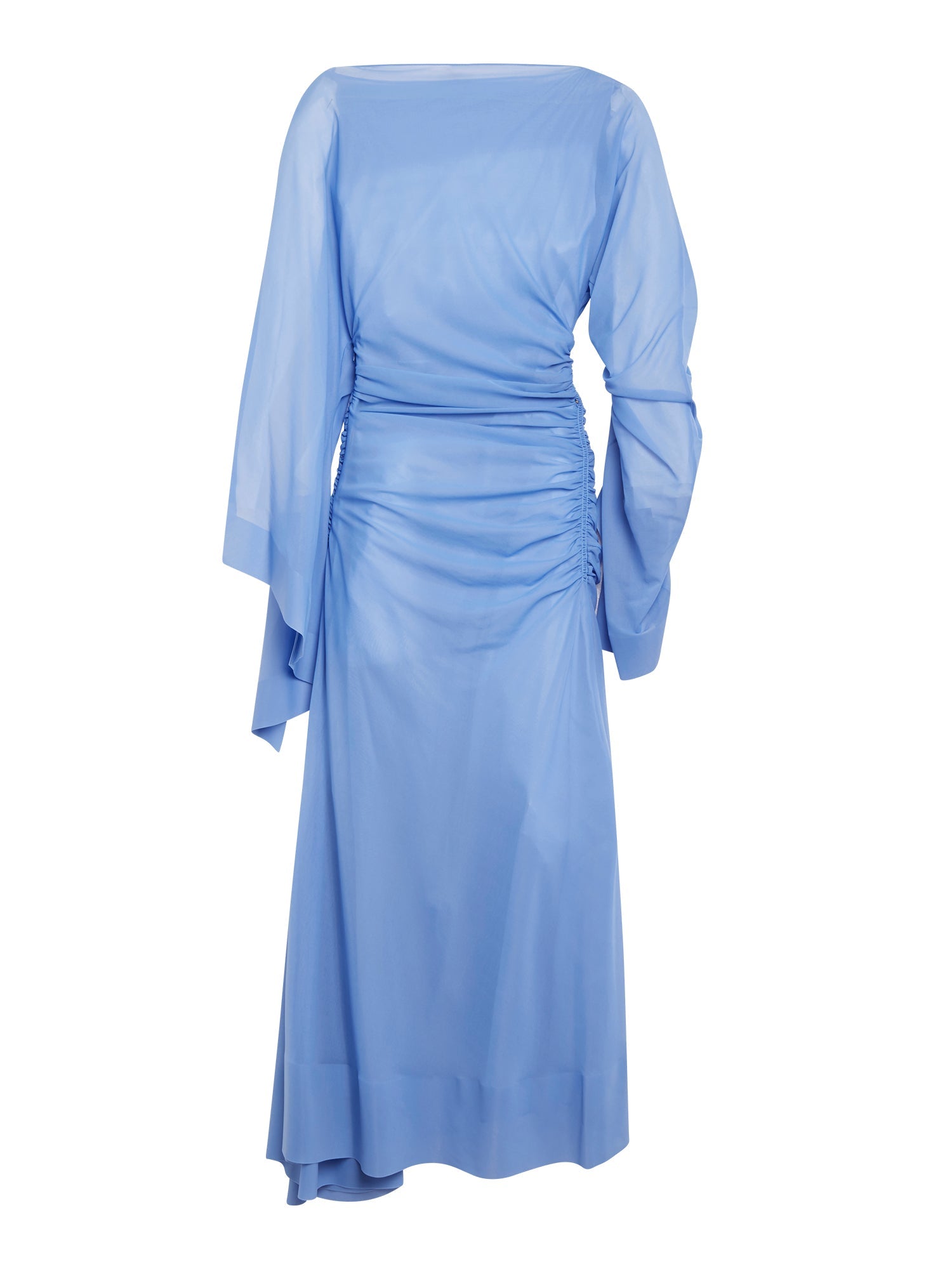 Robe longue drapée asymétrique - Bleu Mugler