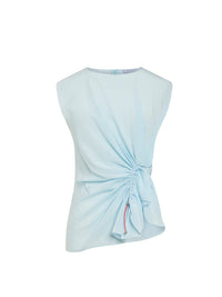Top asymétrique en soie - Bleu Ciel